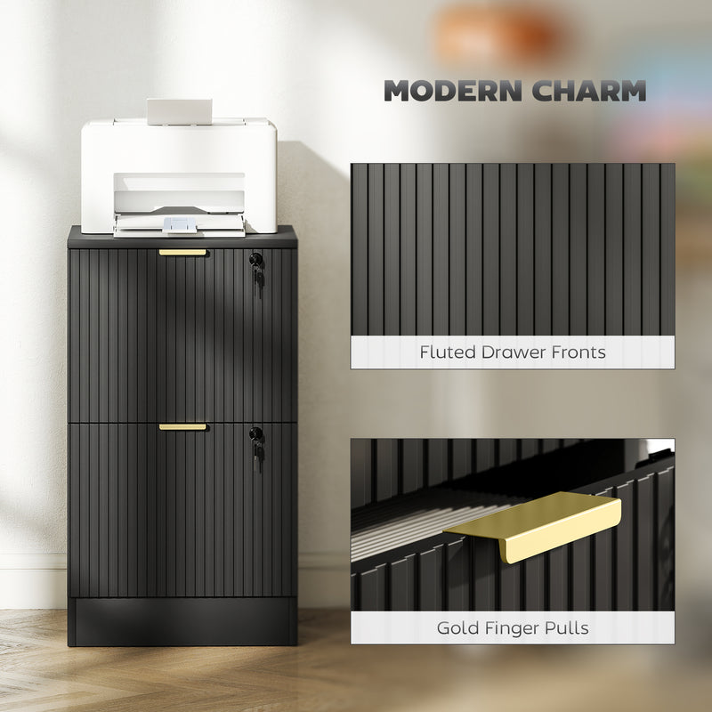 Filing Cabinet with Lockable Drawers for Home Office Organisation Black
