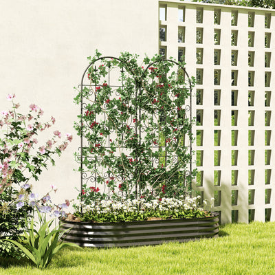 Set of 2 Metal Garden Trellis Panels for Climbing Plants Flowers and Vines 150 x 50 cm by Outsunny