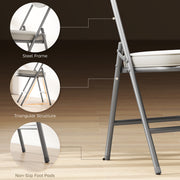 Folding Dining Chairs Set of 4 with Padded Seat for Extra Guest Seating Cream Grey Homcom