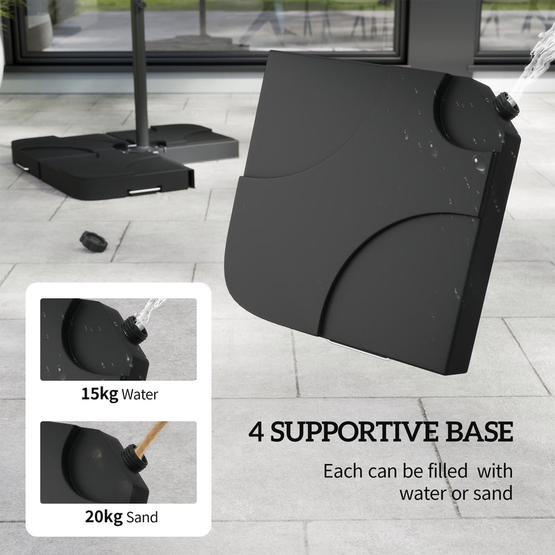 Cantilever Garden Parasol with Base - Overhanging Shade and Adjustable Canopy Dark Grey