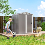 Metal Garden Storage Shed With Sliding Door And Sloped Roof For Tools Organisation Grey Outsunny