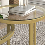 Set of 2 Nesting Coffee Tables with Tempered Glass and Steel Frame by HOMCOM