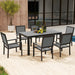Grey 6 Seater Patio Dining Set with Stackable Chairs and Aluminium Frame by Outsunny