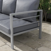 Grey Metal 3 Seater Garden Sofa With Cushions For Comfortable Outdoor Seating Outsunny