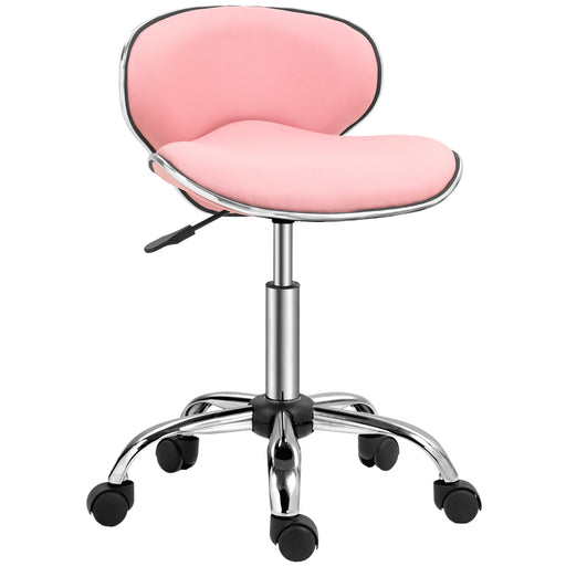 Adjustable Swivel Beauty Salon Stool With Wheels For Spa Or Home Use, Pink