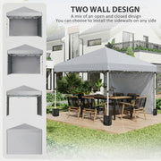 3x3m Pop Up Gazebo with Sidewalls and Wheeled Bag Ideal for Garden Parties Light Grey AOSOM