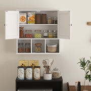 Wall Mounted Bathroom Cabinet With Adjustable Shelf And Open Storage Compartments White