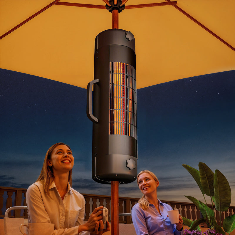 Electric Patio Umbrella Heater 2000W With 2 Heat Settings Tip Over Protection Black