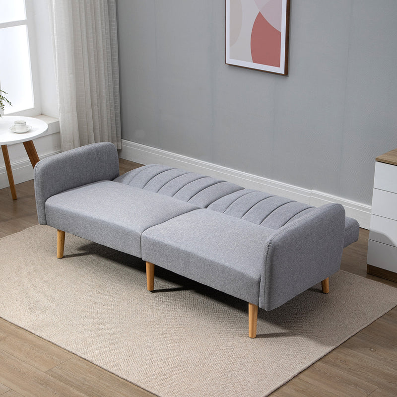 Light Grey Three Seater Sofa Bed with Split Back by HOMCOM