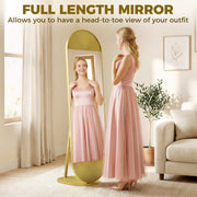 Full Length Free Standing Mirror with Shatter Proof Glass for Outfit Checks Gold Homcom
