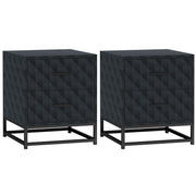 Set of 2 Black Bedside Tables with Drawers and Steel Legs for Bedroom or Living Room by HOMCOM