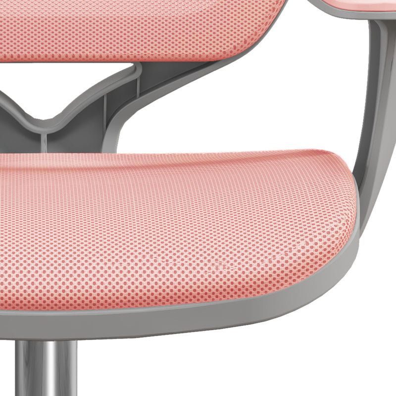 Pink Mesh Office Chair with Adjustable Height and 360 Swivel Wheels for Home or Study