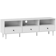 White Minimal TV Stand with Multi Storage Shelves for Living Room