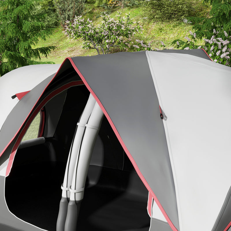 Family Camping Tent with Two Bedrooms and Waterproof Shelter for 6 People Grey