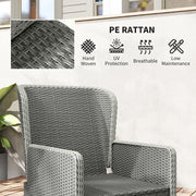 Five Piece Reclining Rattan Garden Chair Set in Charcoal Grey with Cushions by Outsunny