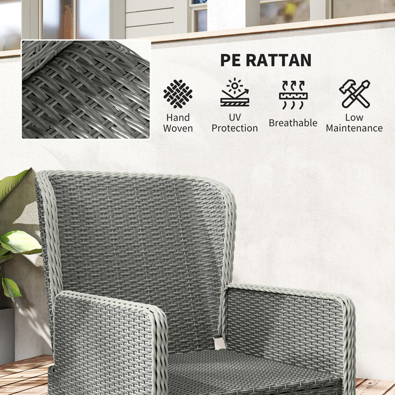 Five Piece Reclining Rattan Garden Chair Set in Charcoal Grey with Cushions by Outsunny