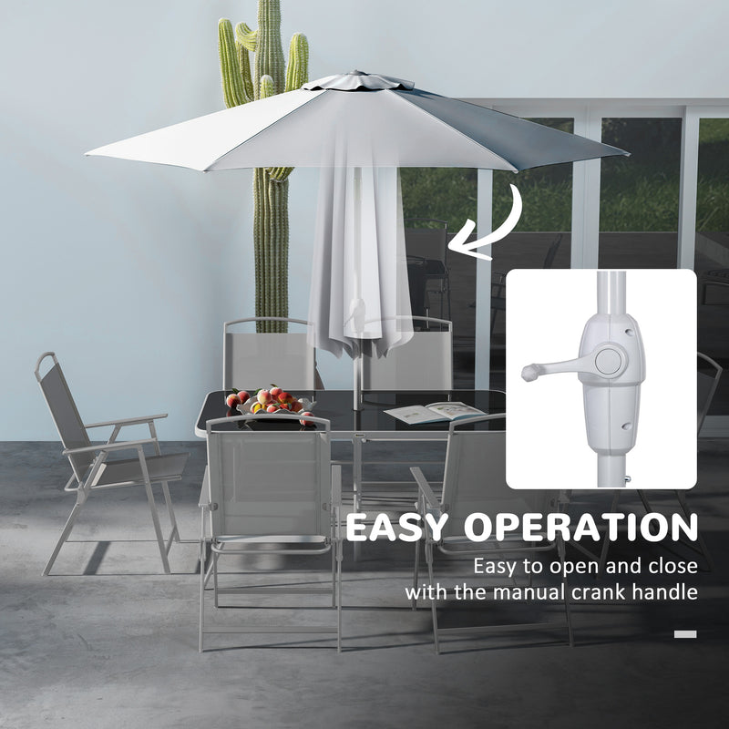 Grey 6 Seater Garden Dining Set With Table Chairs and Parasol by Outsunny