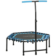 Adjustable Fitness Rebounder Trampoline With LED Lights For Low Impact Workouts Blue AOSOM