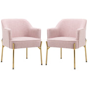 Set of 2 Accent Armchairs with Padded Seats and Gold Legs for Living Room Pink AOSOM