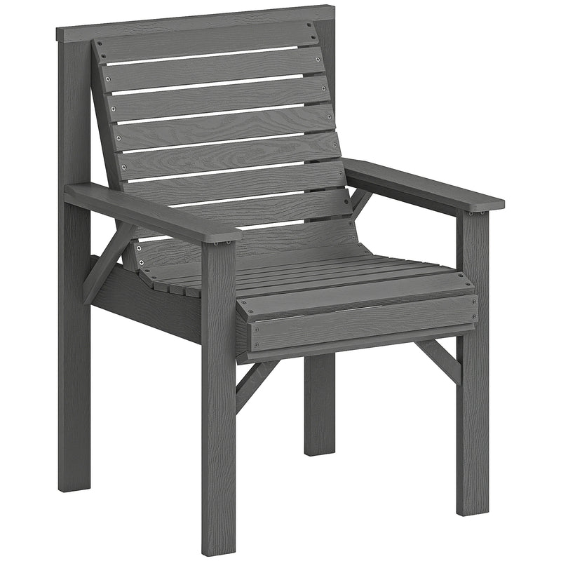 Garden Chair for Relaxing Outdoors with Curved Seat and Water Resistant Fir Wood Grey Outsunny
