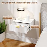 Floating Bedside Table Set with Drawer for Clutter-Free Storage Wall Mounted White AOSOM