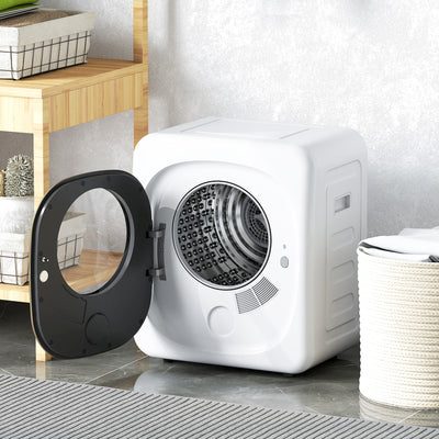 Portable 4kg Vented Tumble Dryer with Smart Sensor Timer and 5 Modes for Small Spaces White AOSOM