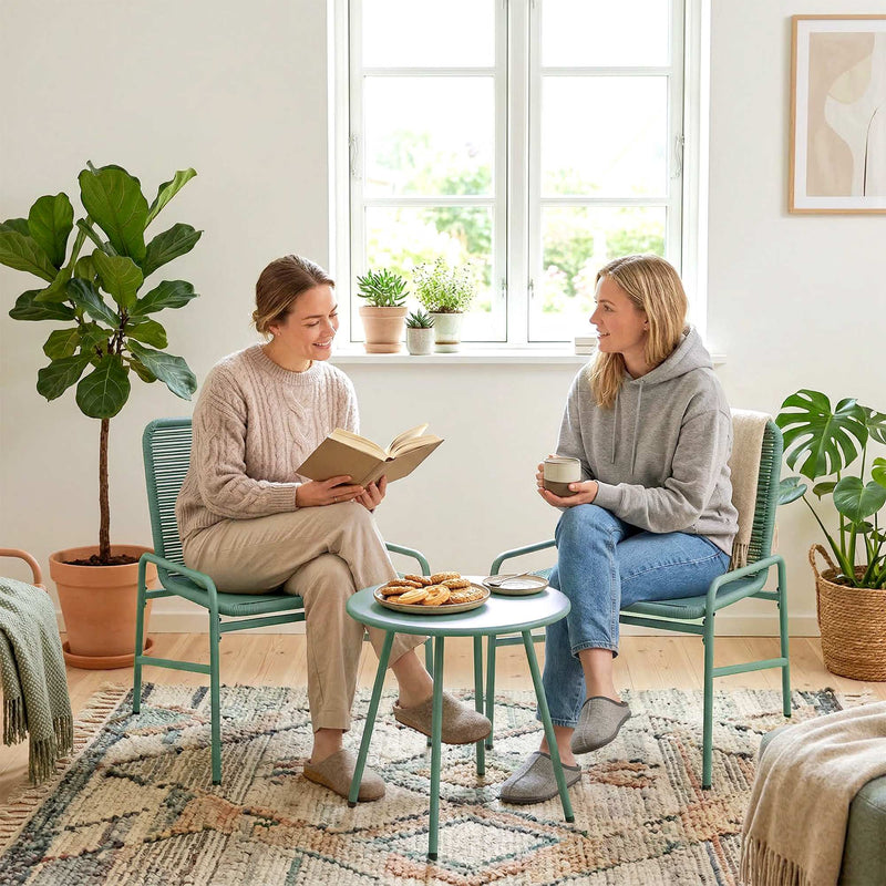 3-Piece Rattan Garden Bistro Set with 2 Chairs and Side Table — Green or Grey