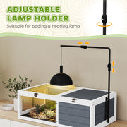 Wooden Tortoise Table with Pull Out Trays and Lamp Holder for Indoor Use Grey