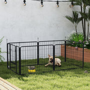 6 Panel Portable Dog Playpen with Door 60cm High for Small Dogs Black by PawHut