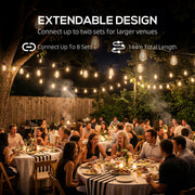 Curtain Lights for Indoor or Outdoor Gatherings with 50 Edison Bulbs Warm White Outsunny