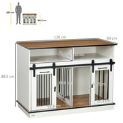 Indoor Dog Crate Furniture with Adjustable Divider for Small to Large Dogs White