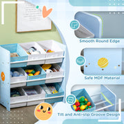 3 Piece Kids Bedroom Furniture Set With Bed Toy Box And Storage Baskets Blue AOSOM