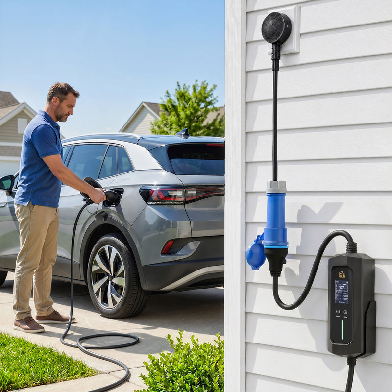 Portable Type 2 EV Charger for Easy Home Car Charging with 10m Cable Black