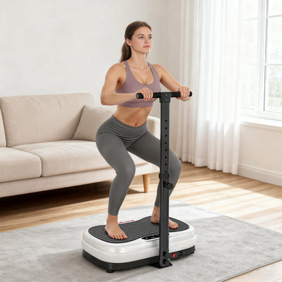 Vibration Plate Exercise Machine With Adjustable Handle And 50 Speed Settings Black AOSOM
