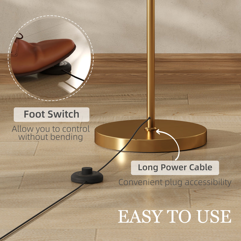 LED Floor Lamp with Remote Control for Living Room Ambient Light Gold Tone AOSOM