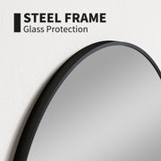 Black Round Steel Framed Wall Mirror 70 x 70cm for Bathroom Bedroom Living Room by HOMCOM