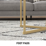 Set of Two White Marble Effect Nesting Tables with Gold Tone Frame by HOMCOM