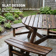 Garden Dining Set for 6 with Round Pub Style Table and Benches Weather Resistant Fir Wood Carbonized Outsunny