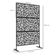 Black Metal Garden Privacy Screen With Twisted Line Design For Outdoor Spaces