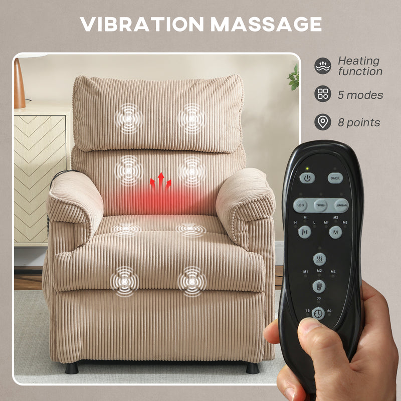 Electric Massage Recliner Chair With Heat and Remote Control for Home Comfort Brown