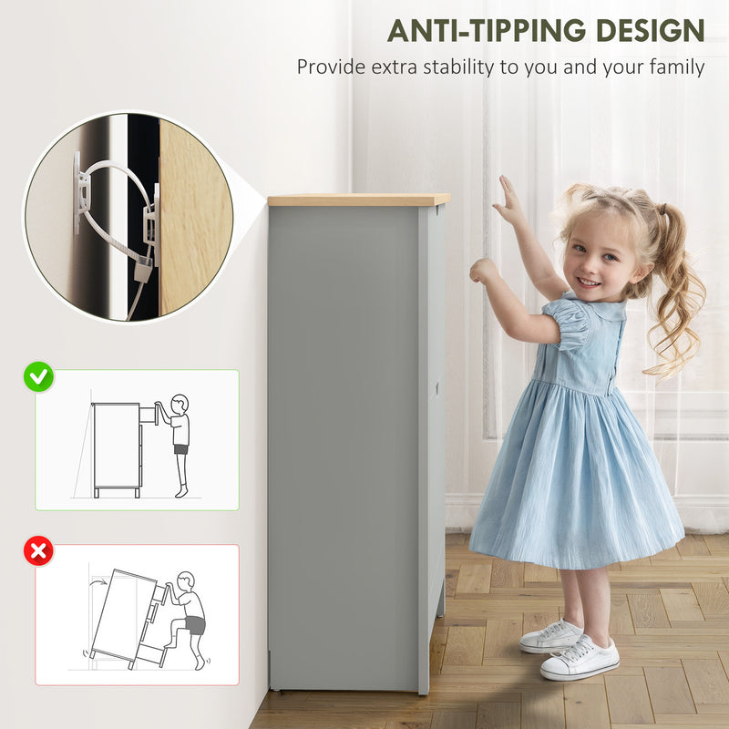 Grey Slim Shoe Cabinet For Entryway - 2 Flip Doors - Holds 12 Pairs With Adjustable Racks - 72x26x80cm Homcom