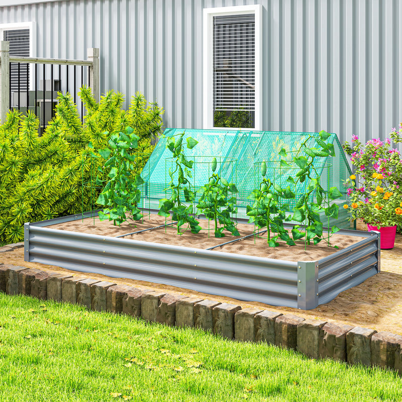 Large Galvanised Steel Raised Garden Bed Ideal for Vegetables and Flowers, Silver, 240x120cm