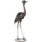 Heron Garden Statue Metal Standing Ornament with Stakes for Patio or Pond by Outsunny