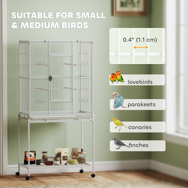 Bird cage with 1.1 cm bar spacing listed for lovebirds, parakeets, canaries and finches