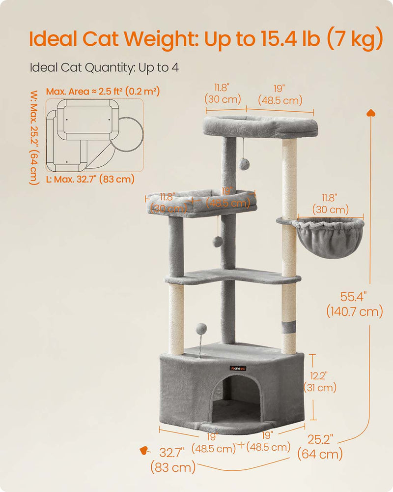 Feandrea cat tree tower dimensions diagram