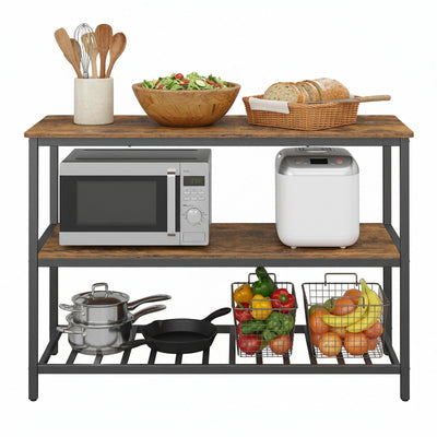 Kitchen storage rack worktop shown holding cookware and dishes
