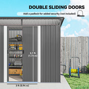 Double sliding doors panel showing the 173 cm door height and a padlock, not included