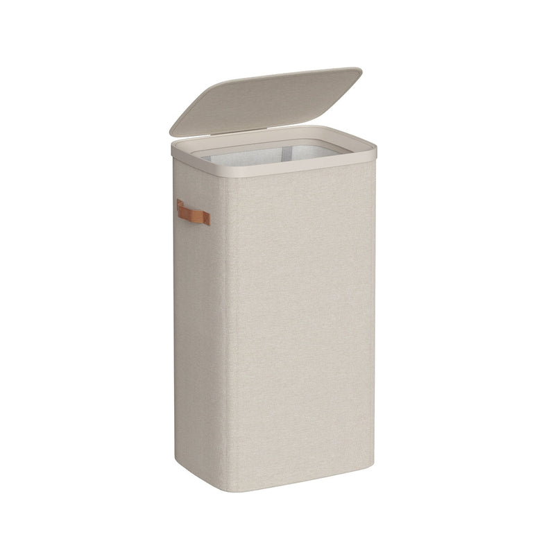 Songmics 100L laundry basket with lid and handles, Cappuccino Beige, studio shot