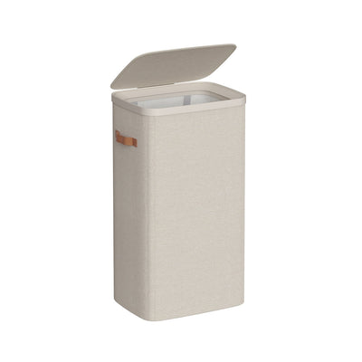 Songmics 100L laundry basket with lid and handles, Cappuccino Beige, studio shot