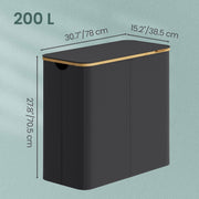 Dimensions diagram showing the hamper at 78 cm wide, 38.5 cm deep and 70.5 cm tall with 200 L capacity